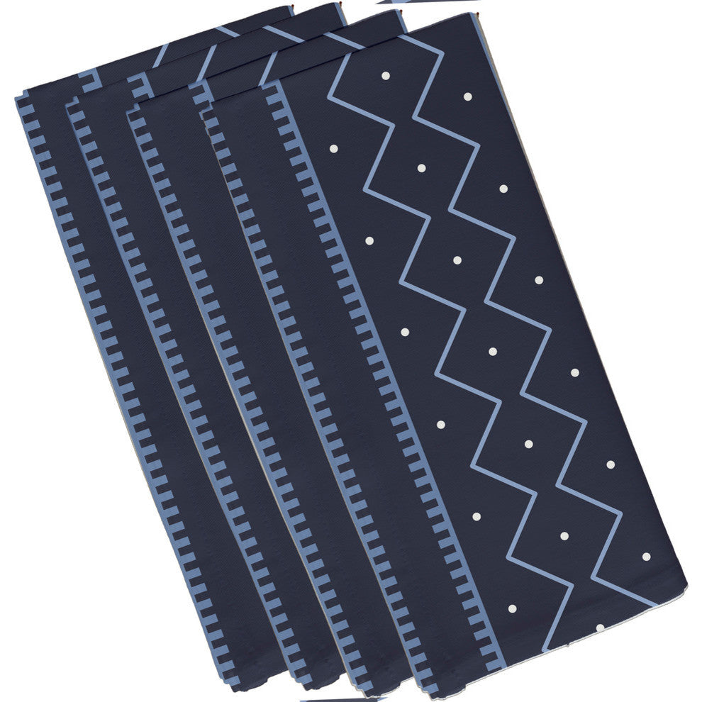 Mudcloth Geometric Print Napkin, Navy Blue (Set of 4), 19 x 19"