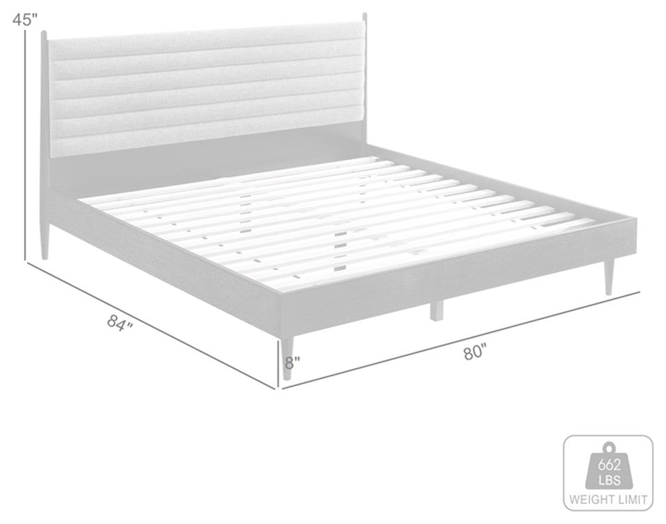 Armen Living Artemio King Platform Wood Bed Frame with Slim Track Arms in Black