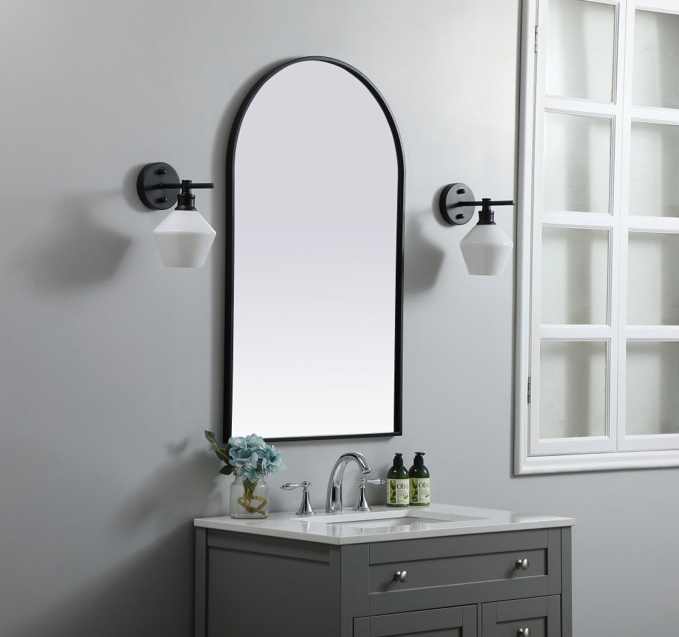 Metal Frame Arch Mirror 24X40 Inch, Black