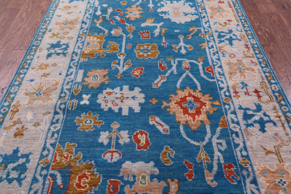 Handmade Turkish Oushak Wool Rug 5' 1" X 8' 0" - Q15870