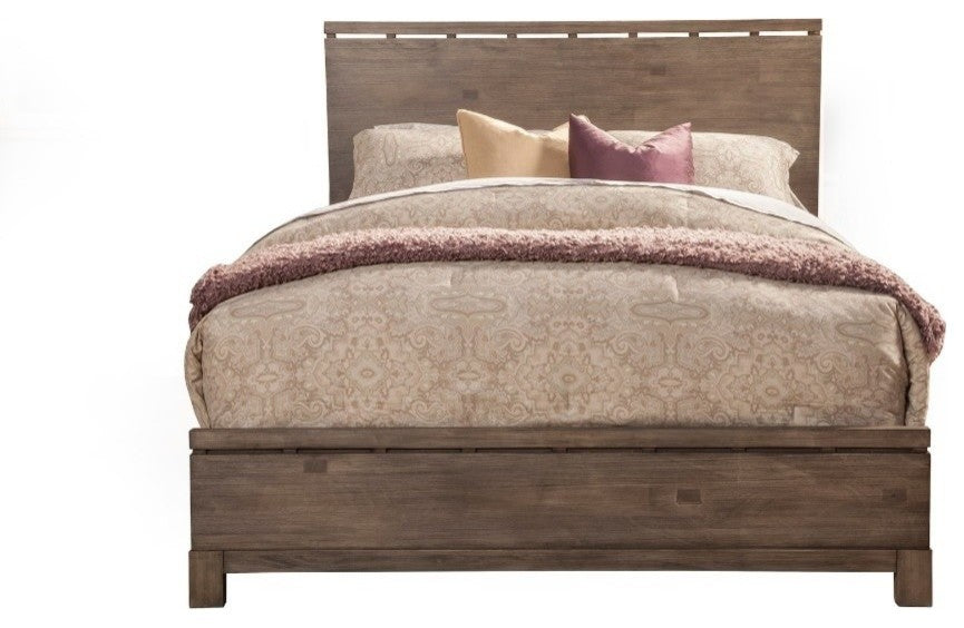 Benzara BM171882 Solid Pattern Wooden Full Size Panel Bed,  Brown