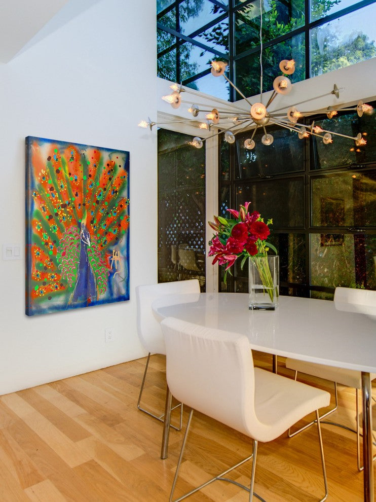 "Peacock" Painting Print on Wrapped Canvas, 20"x30"