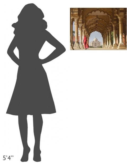 Woman in traditional Sari walking towards Taj Mahal, 24"x18"