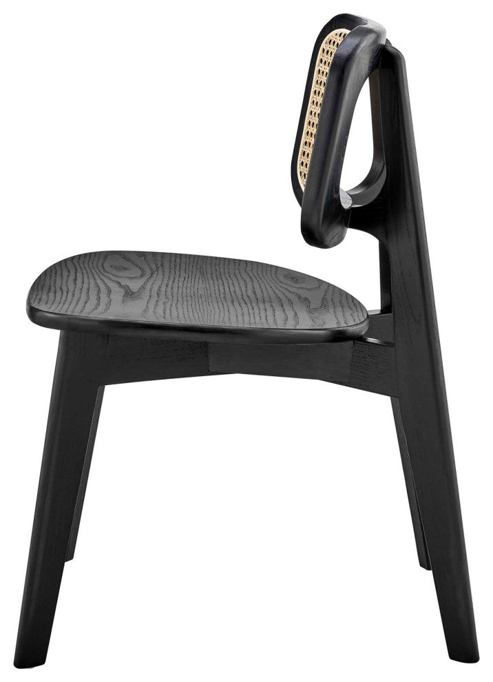 Side Dining Chair, Set of 2, Black, Wood, Modern, Cafe Bistro Hospitality