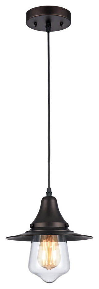 IRONCLAD, Industrial-style 1 Light Rubbed Bronze Ceiling Mini Pendant, 9" Shade