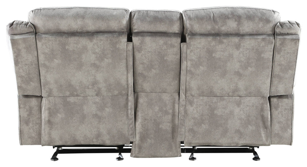 ACME Zubaida Loveseat with USB Dock and Console, 2-Tone Gray Velvet