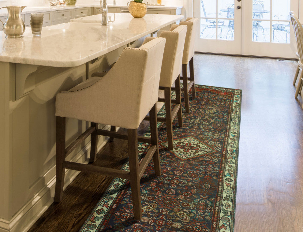 Fine Vintage Distressed Riya Navy/Ivory Runner, 2'11x13'7