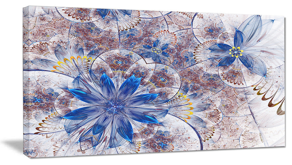 "Blue Brown Grungy Floral Shapes" Floral Wall Art Canvas, 32"x16"