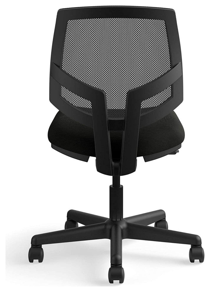 Mesh Back Task Chair, Center-Tilt, Black Soft Thread Leather