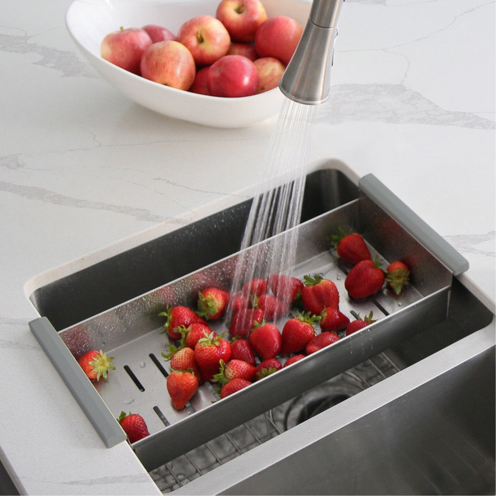STYLISH Stainless Steel Over the Sink Colander for 16" Sink Opening