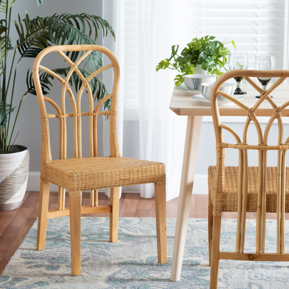 Ansa Mahogany & Rattan Dining Chair
