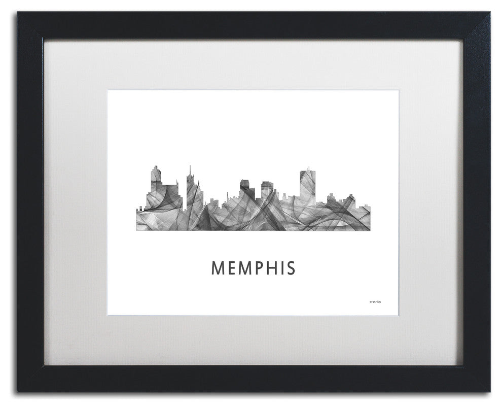 Marlene Watson ''Memphis Tennessee Skyline'' Matted Art, Black Frame, White, 20x16