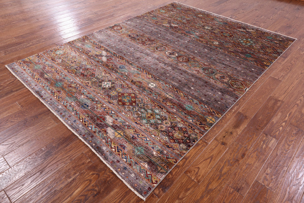 Super Kazak Khorjin Handmade Wool Rug 6' 11" X 9' 9" Q9827