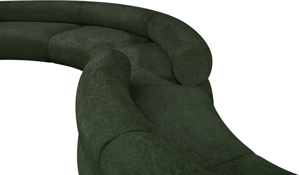 Bale Cream Chenille Fabric Modular Sofa, Green, 4-Piece, S-Shaped