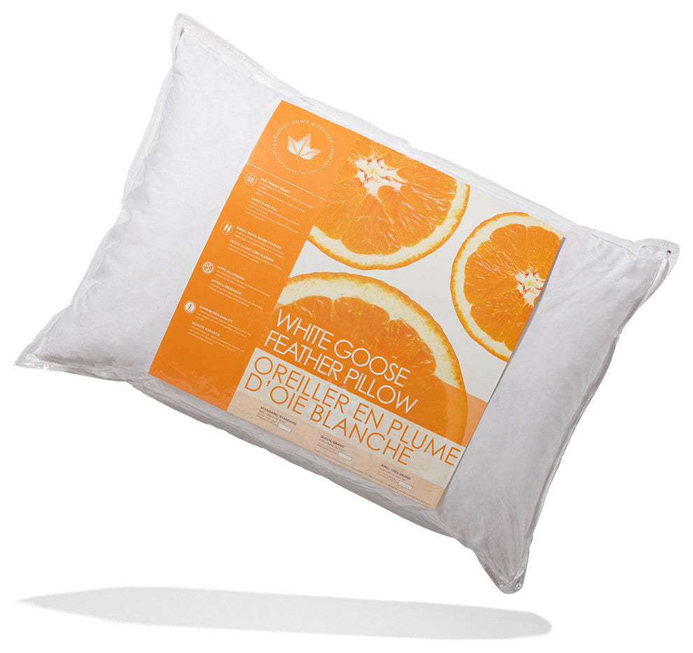 White Goose Feather Pillow, Queen, Soft Support