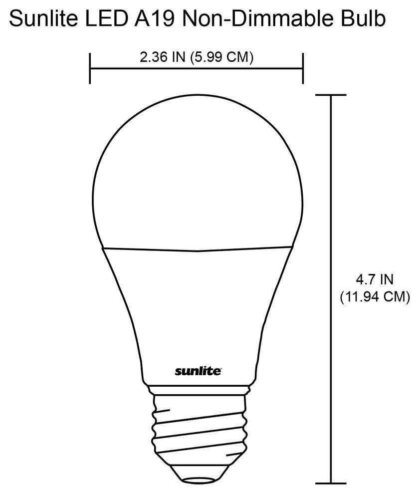 6-Pack Sunlite LED A19 Bulbs Non-Dimmable, 14 Watt, Medium Base, 50K S