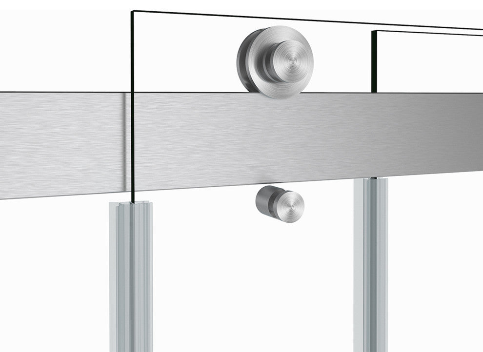 Spezia 48" W x 76" H Sliding Frameless Shower Enclosure, Brushed Nickel, 48" W X 76" H