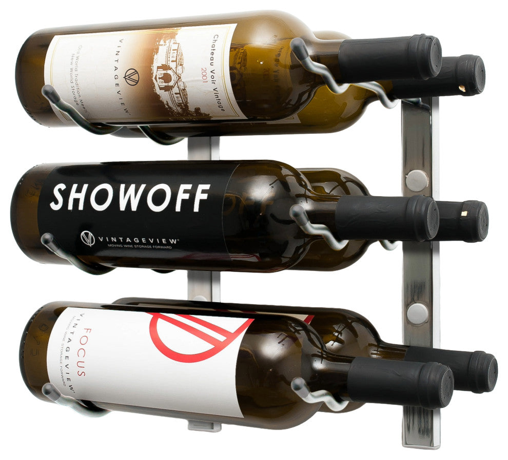 W Series Wine Rack 1 Wall Mounted Metal Wine Rack, Chrome, 6 Bottles (Double Deep)