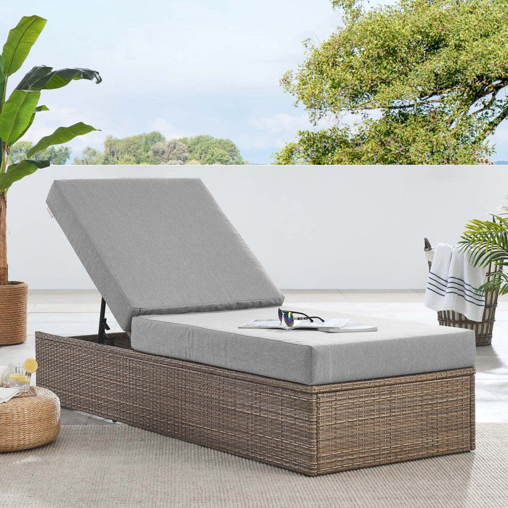 Convene Outdoor Patio Outdoor Patio Chaise Lounge Chair, Cappuccino Gray