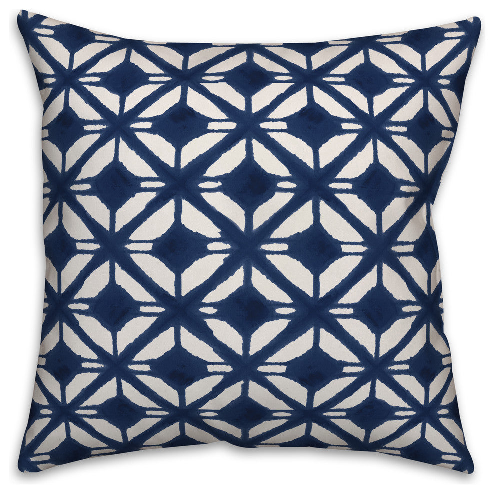 Navy Watercolor Diamond 18x18 Throw Pillow Cover