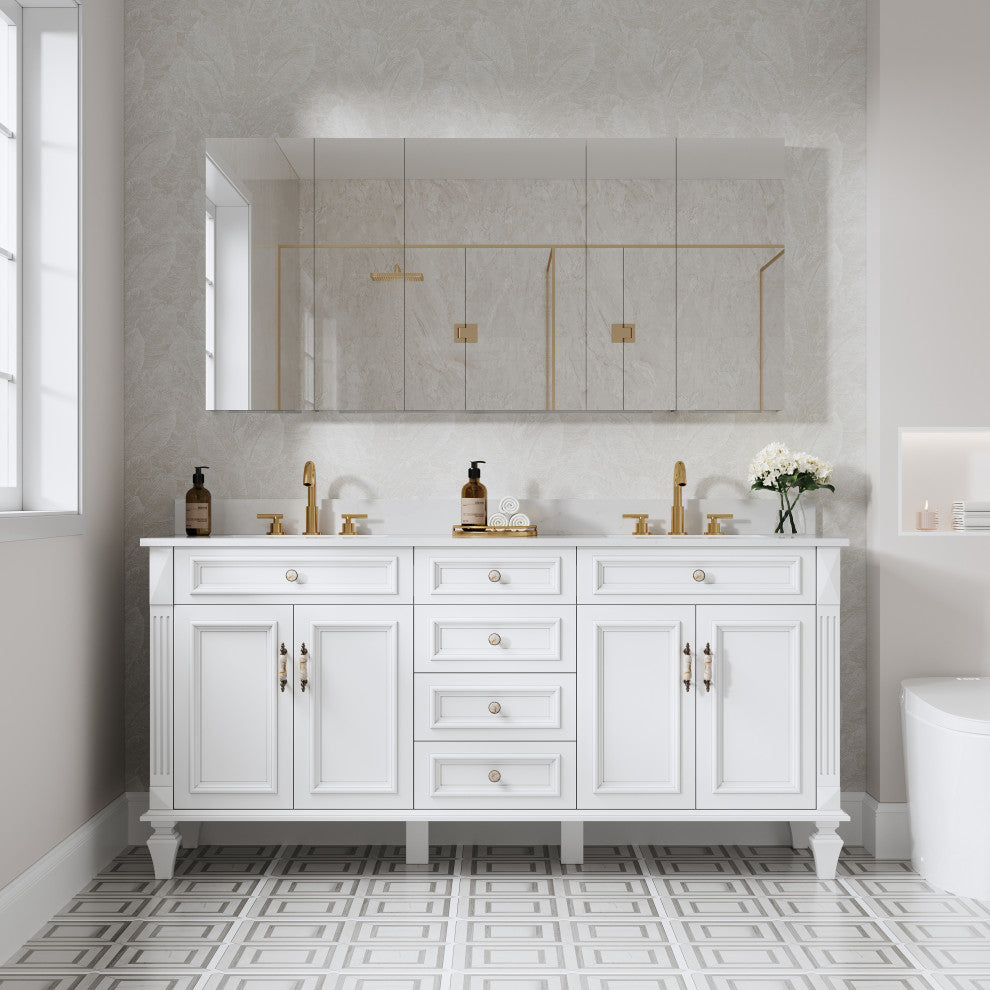 Recessed/Surface Mount Bathroom Medicine Cabinet, Reverse Installation, 64"x30"-
