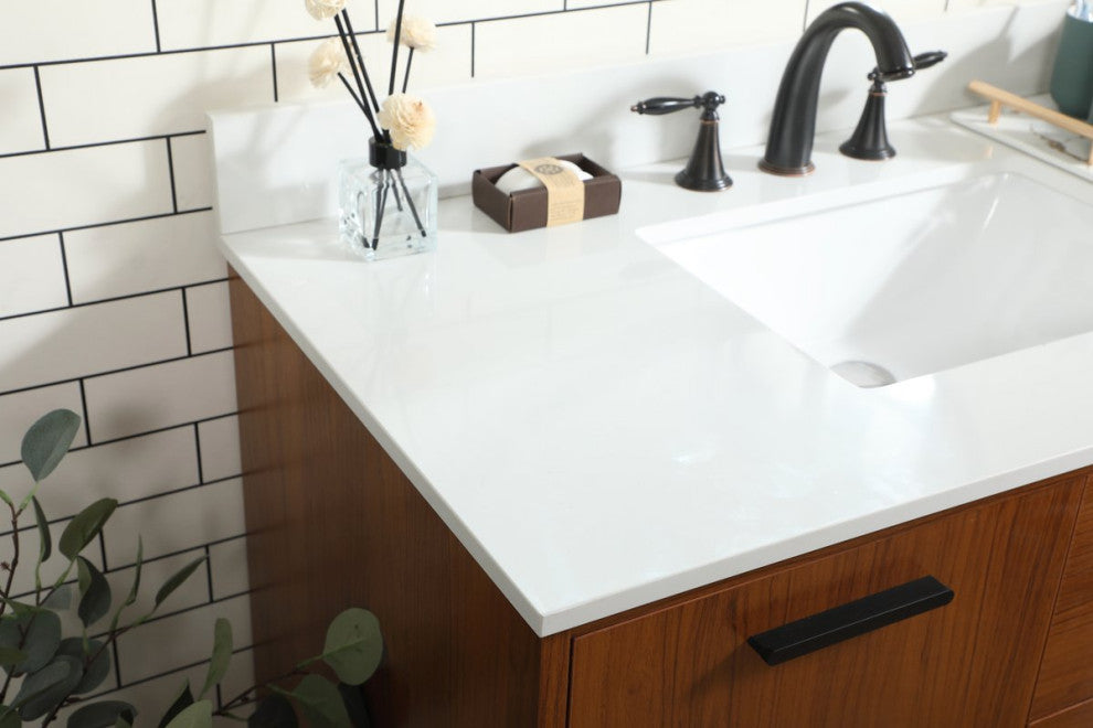 Home Living Modern Natural Oak-Light Bathroom Vanity, Teak, 42"