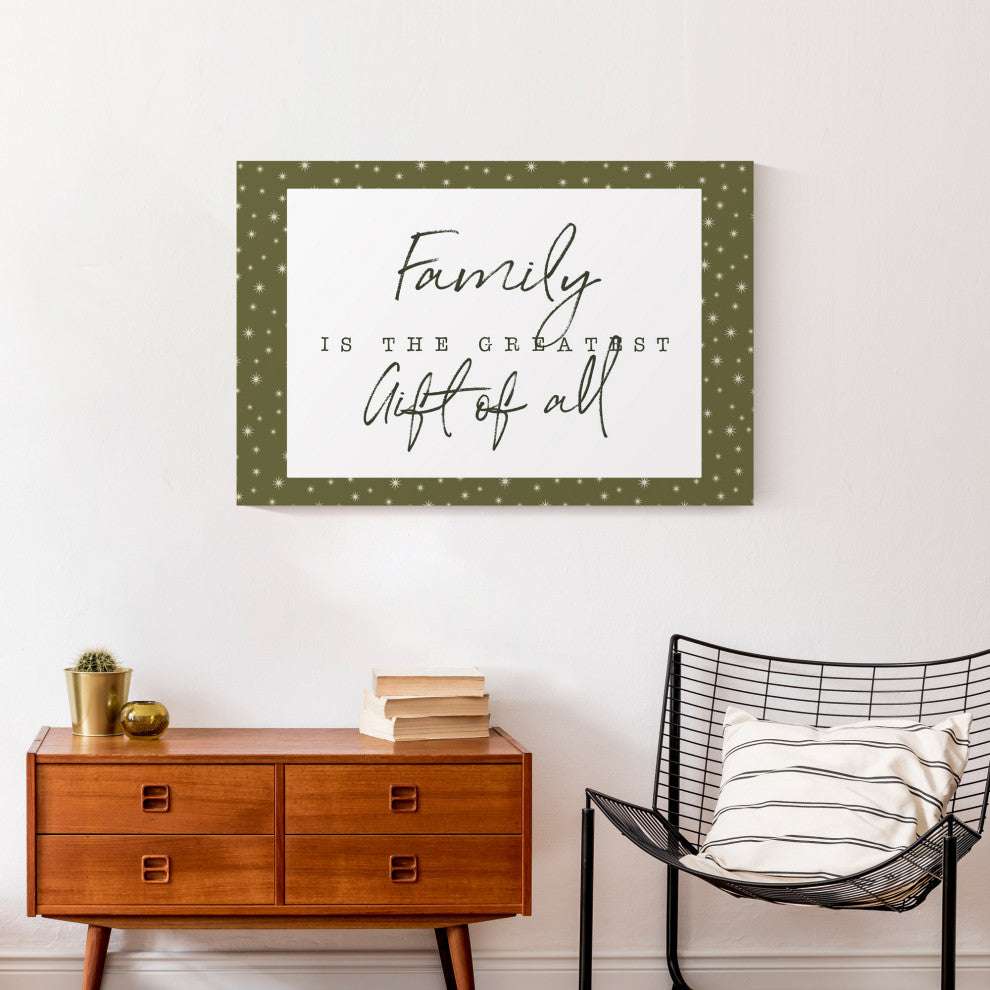Family Greatest Gift Green Twinkle 30x20 Canvas Wall Art