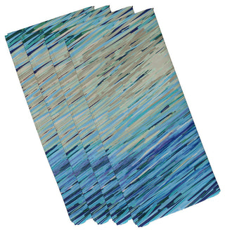 Polyester Decorative Napkin, Abstract Coastal, Yellow, Set of 4