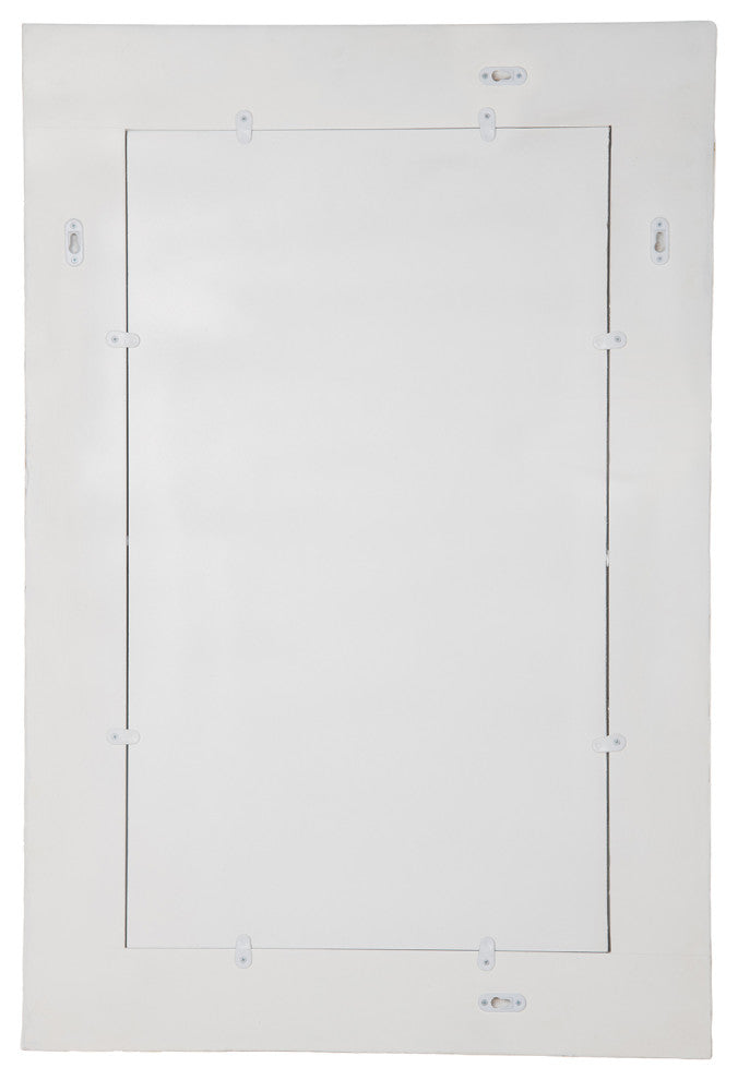 Capiz Seashell Mosaic Rectangular Decorative Wall Mirror, Pearlescent White