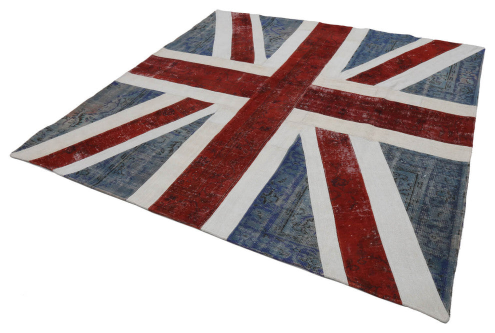 Rug N Carpet - Handmade Anatolian 8' 7'' x 8' 7'' Flag Patchwork Rug