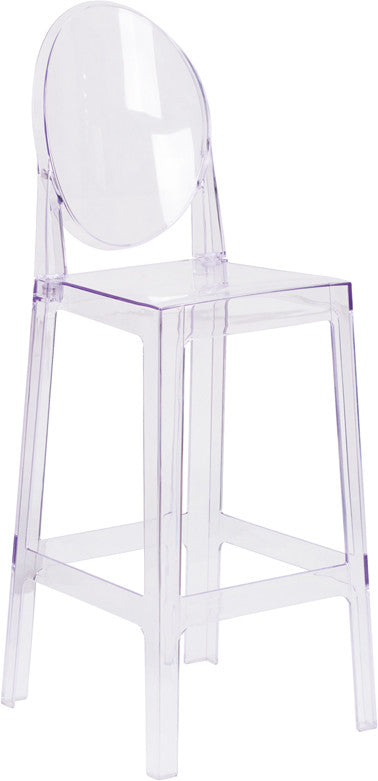 Ghost Barstool, Transparent Crystal with Oval Back