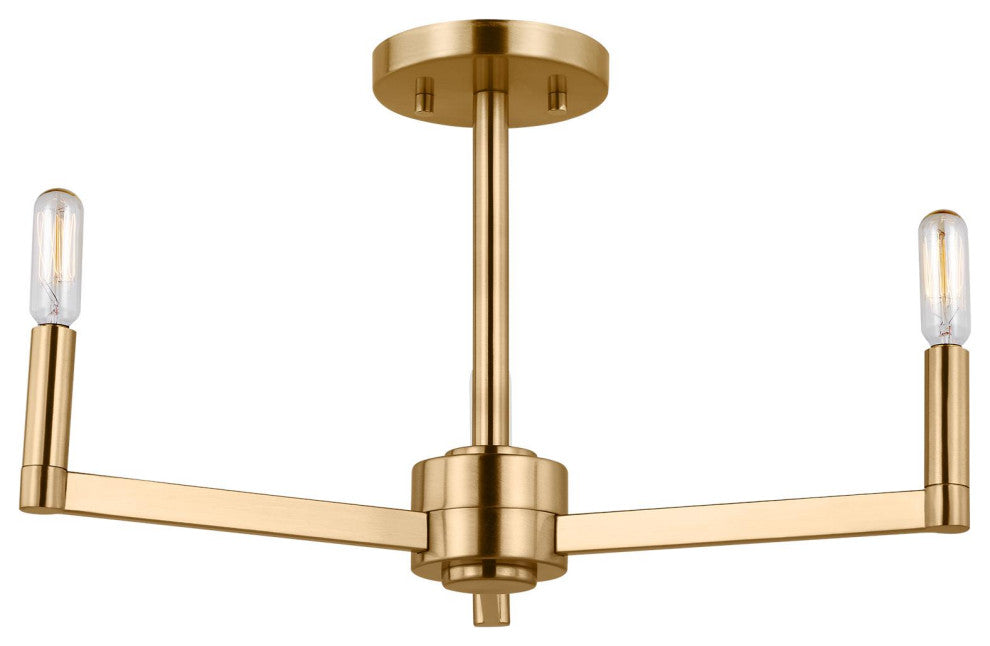 Fullton Three Light Semi-Flush Mount, Satin Brass