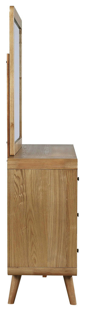 Robyn 6-drawer Bedroom Dresser and Mirror Light Ash