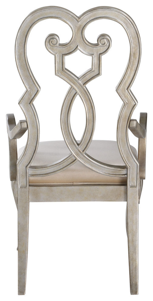 Esteban Arm Chair, Beige Fabric and Antique Champagne