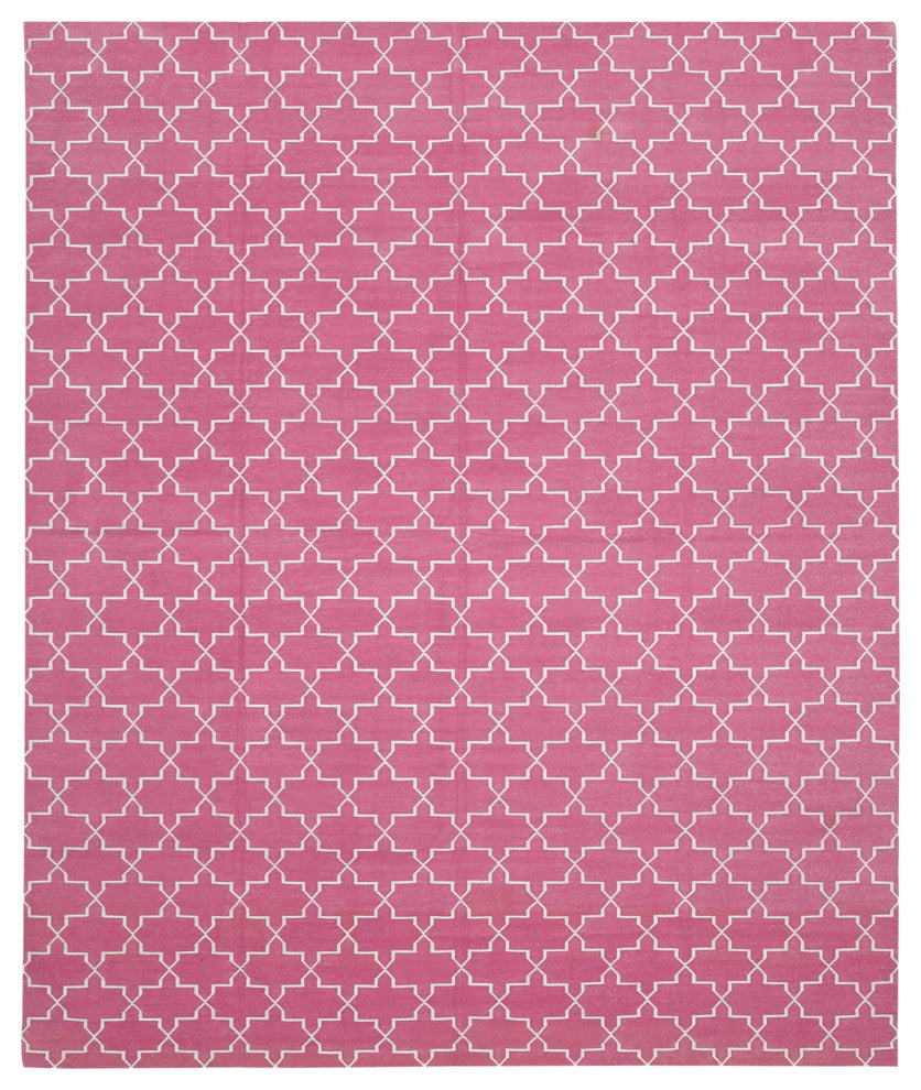 Rug N Carpet - Handmade Wool 8' 1'' x 9' 9'' Geometric Dhurrie Kilim Rug