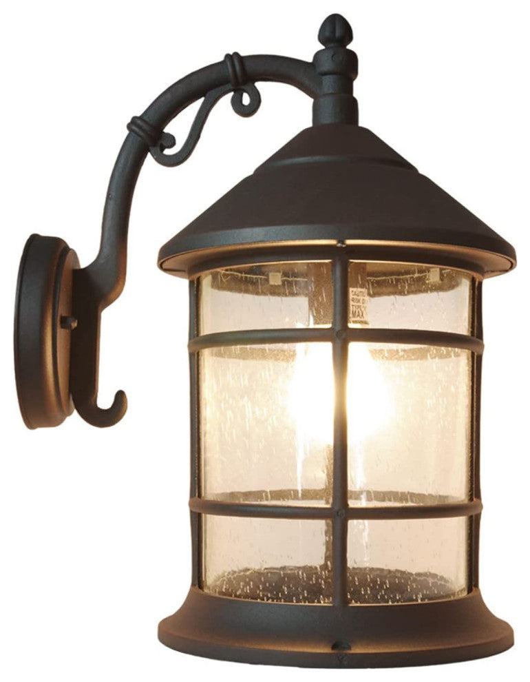 Rust Industrial Wall Lantern Arm Glass Wall Light Fixture
