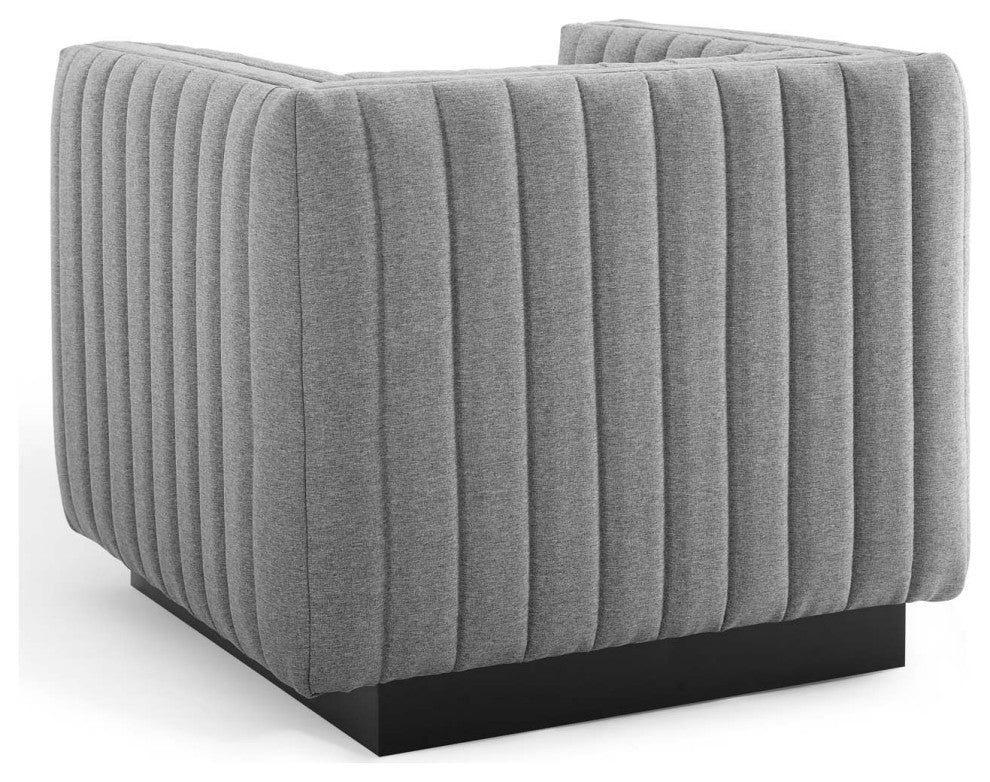 Tufted Armchair Accent Chair, Set of 2, Fabric, Gray, Modern, Lounge