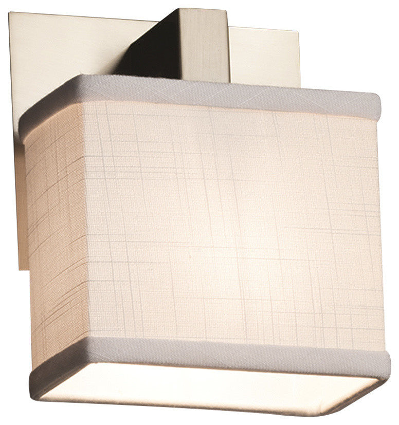 Textile Modular 1-Light Wall Sconce, Rectangle, White Fabric Shade