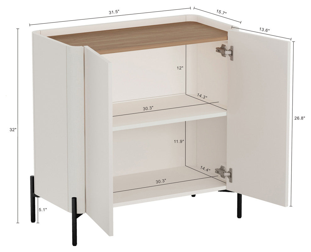 Manhattan Comfort 2-Piece Abbey Accent Cabinet and Sideboard
