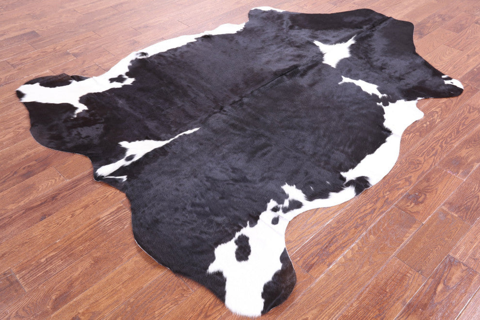 Black and White Natural Cowhide Rug 7' 7" X 6' 1" C2304