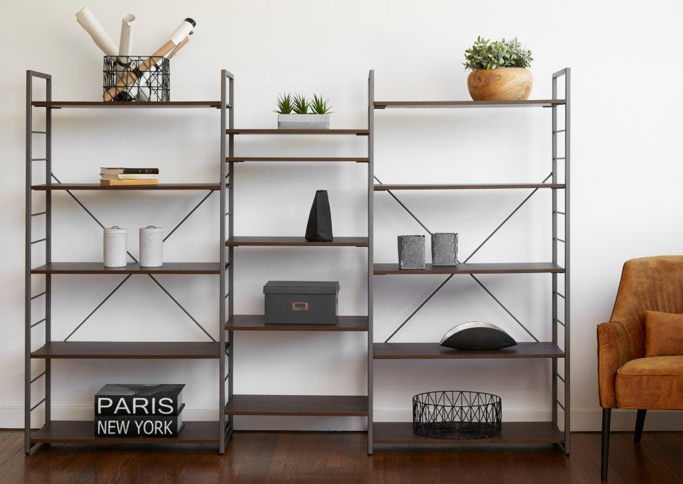 Contemporary Etagere Bookcase, 90"Wx65"H