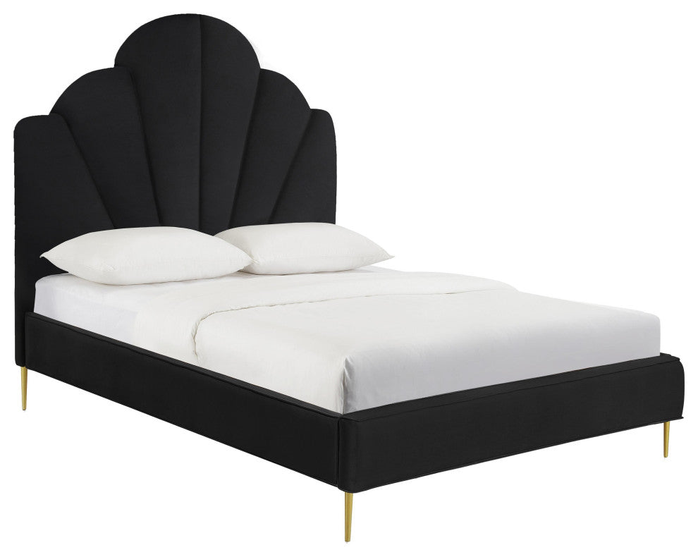 TOV Furniture Bianca Black Velvet Bed in Queen