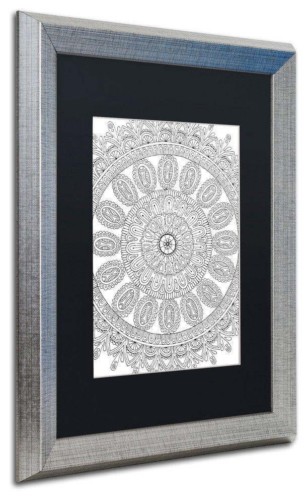 Hello Angel ''Mandala '' Art, Silver Frame, Black Mat, 20x16