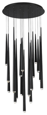 Cascade LED 21-Light Crystal Round Chandelier 3500K, Black