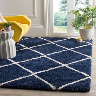 Safavieh Hudson Shag Sgh281C Shag Rug, Navy/Ivory, 5'0"x5'0" Square