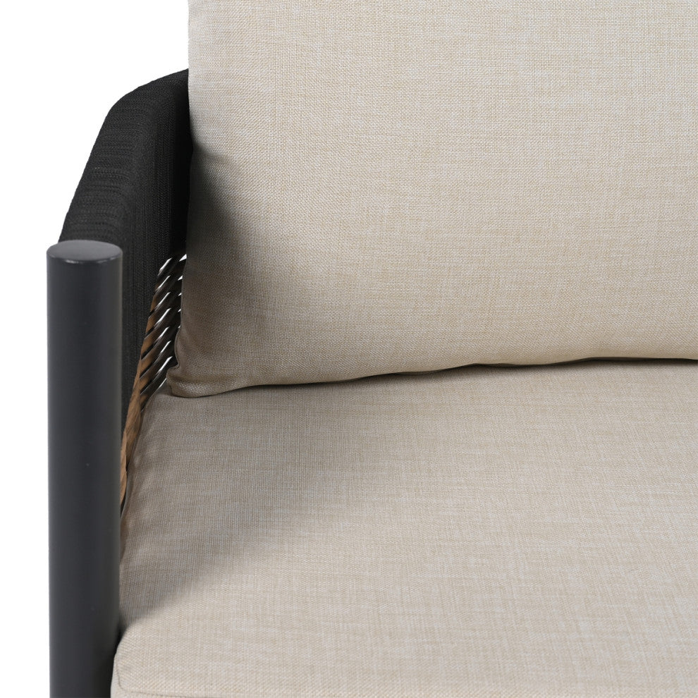 Safavieh Harrison Indoor-Outdoor 3 Seater Sofa, Black/Taupe