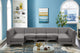 Alina Velvet Modular U-Shaped Sectional, Grey, 7-Piece: 5 Armless Chair, 2 Corner Chair