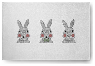 Bunny Triplets Easter Chenille Rug, Laurel Tree Green, 2'x3'