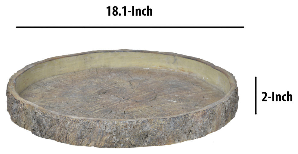 Benzara BM200905 Decorative Cemented Log Plate With Distressed Details, Gray