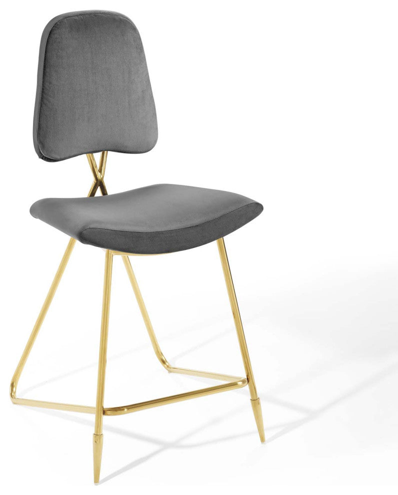 Ponder Performance Velvet Counter Stool-Gray